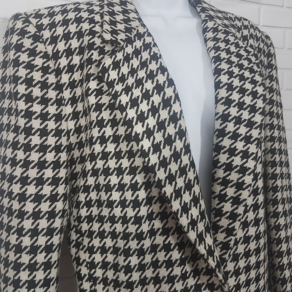 Vintage Michelle Stuart Houndstooth Wool Blazer Suit Jacket - Picture 2 of 15